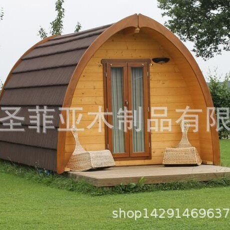 户外防腐木可移动弧形小木屋简易网红民宿实木别墅