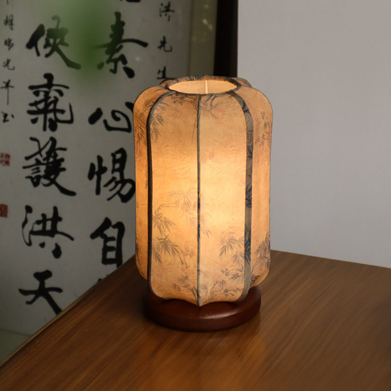 新中式宫灯手绘中式复古卧室床头台灯书房茶室氛围灯茶桌摆件装饰