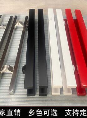 不锈钢特厚方管大门把手包厢玻璃门把手logo刻字黑色红色白色现货