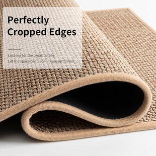 纯色长条亚麻厨房地垫防滑水洗地毯橡胶背衬天然 斜纹 厨房地毯