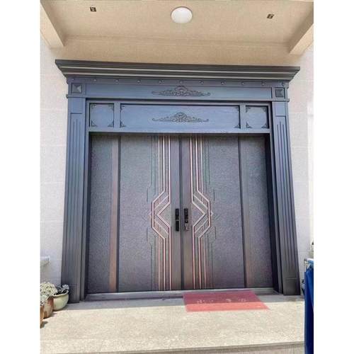 精雕铸铝门锌合金别墅大门农村堂屋自建房大门双开门防盗门进户门