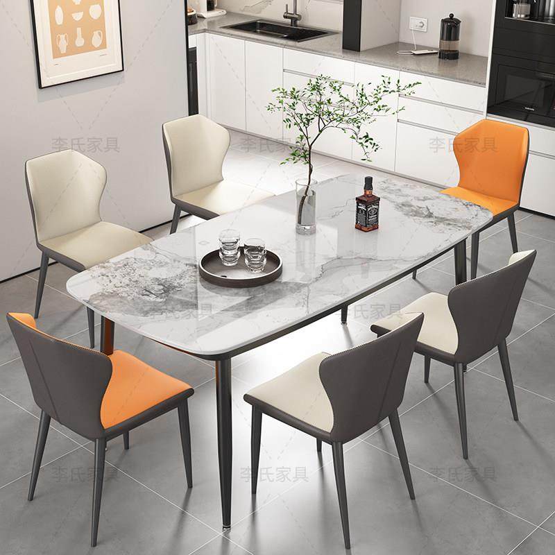 意式极简岩板餐桌椅组合轻奢亮光高端黑白小户型吃饭桌子家用4人,住宅家具,岩板餐桌,淘宝优惠券,粉丝福利购,淘宝优惠卷