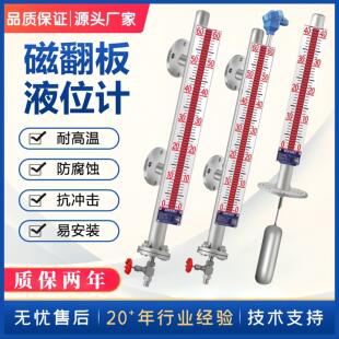 304不锈钢磁翻板液位计带远传变送器PP水位计高温高压防腐衬四氟