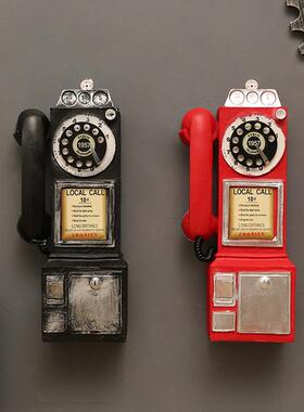 欧式复古电话机摆件怀旧仿真模型公用座机老式创意咖啡厅客厅装饰