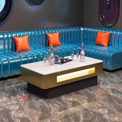 KTV茶几发光轻奢不锈钢岩板大理石桌包厢卡座钢化玻璃酒吧台定制
