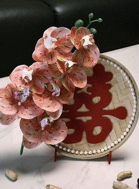 结婚摆件立体喜字花束竹编装饰品卧室客厅婚房布置新婚礼物送新人