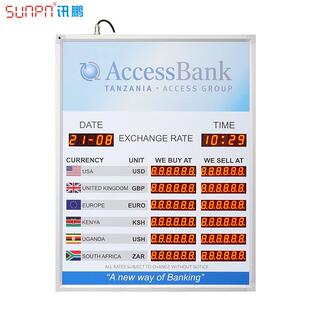 讯鹏LED数字显示屏银行利率交易汇率牌电子看板遥控编辑厂家定制