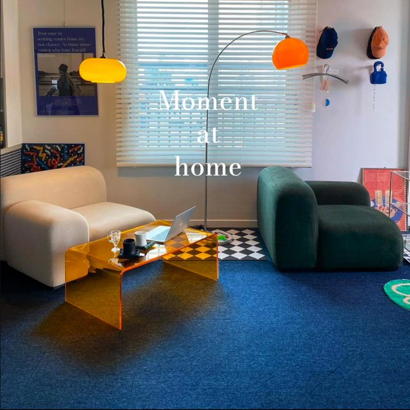 ins风蓝色地毯商用办公室桌下大面积摄影棚拍照客厅卧室地垫满铺