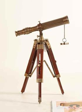 大中小号望远镜 欧美法式摆件 书房办公桌软装饰品室酒柜博古陈设