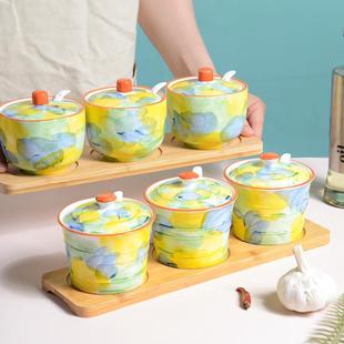 迈卡伦 北欧陶瓷调味罐套装家用高颜值盐罐味精辣椒罐子调料罐盒