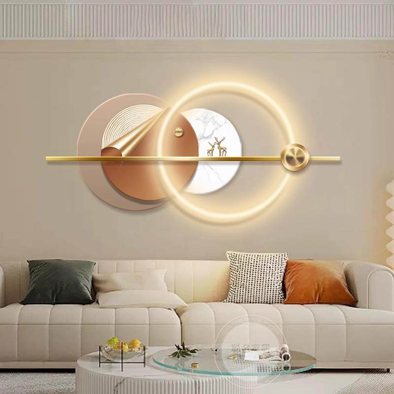 现代轻奢客厅装饰画壁灯画高档沙发背景墙壁画高级感卧室床头挂画