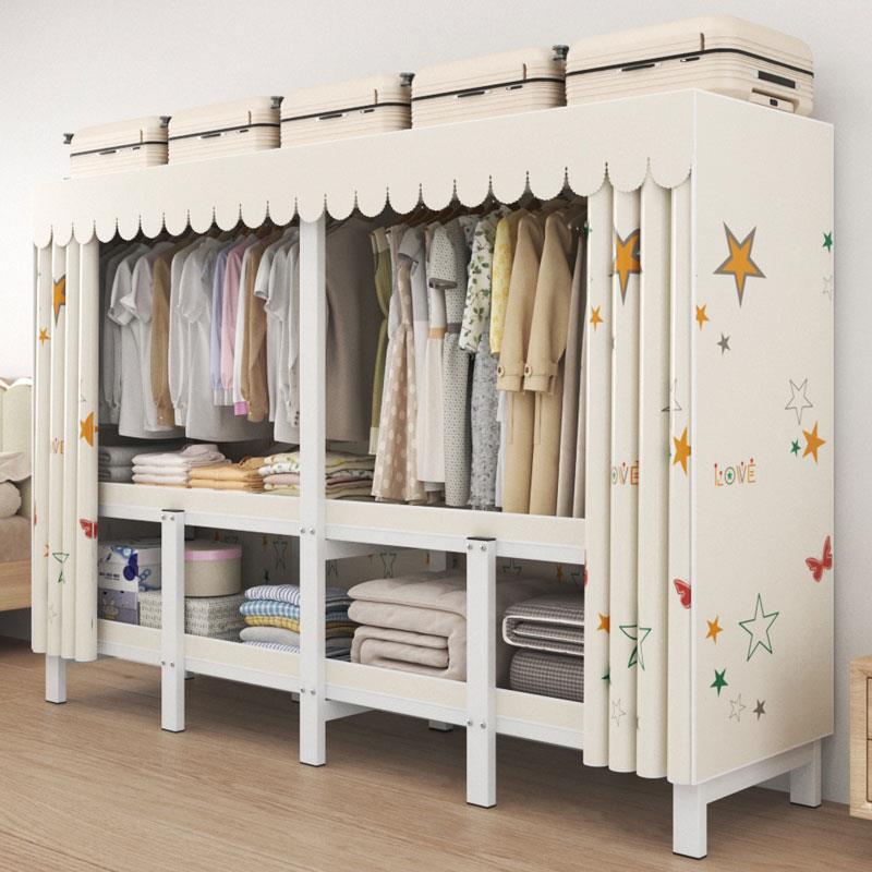 一体式免安装简易布衣柜出租房用卧室家用加厚加粗全钢架结实耐用