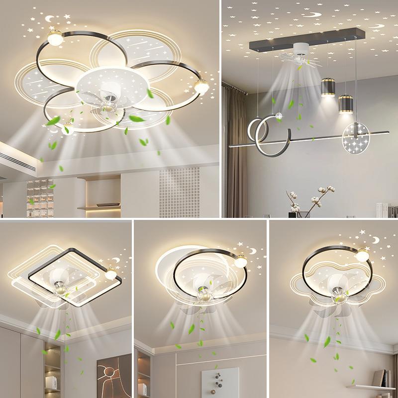 风扇灯客厅新款智能吸顶灯电扇灯高级感花形中山灯具全屋套餐组合