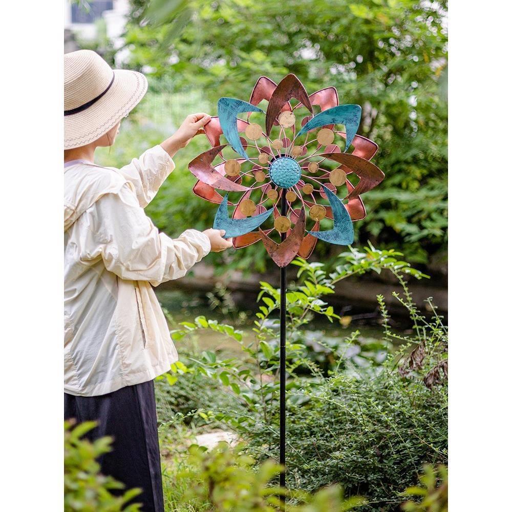 庭铁艺旋新转风车装F97HMHTT饰花园院户外阳台景院子造装饰摆件落