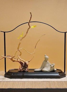 中式家居客栈茶舍书房金属工艺品艺术品摆饰品禅意摆件桌面装饰架