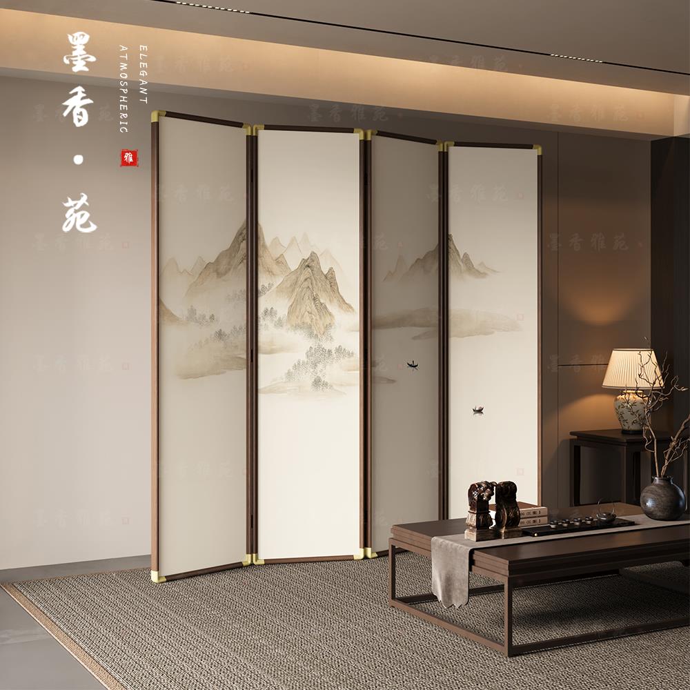 新中式屏风隔断客厅玄关卧室折叠移动遮挡装饰办公室酒店餐厅茶室