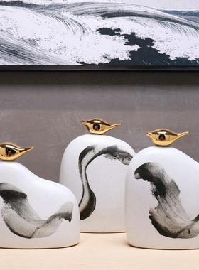 新中式现代禅意陶瓷工艺品摆件样板房创意客厅电视柜酒柜软装饰品