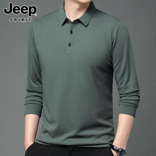 吉普2025春季 潮流百搭纯色上衣服宽松休闲polo衫 男装