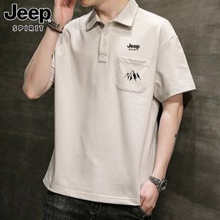 薄款 帥氣翻領(lǐng)上衣服寬松休閑polo衫 t恤男士 男款 2025夏季 吉普短袖