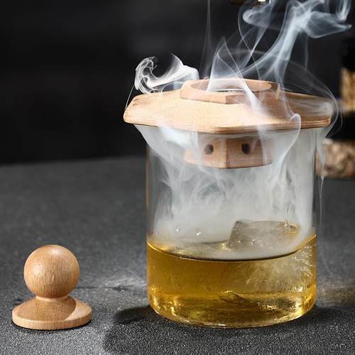 创意六角烟熏盖鸡尾酒烟熏木盖酒吧调酒增香分子木盖子木屑烟熏器