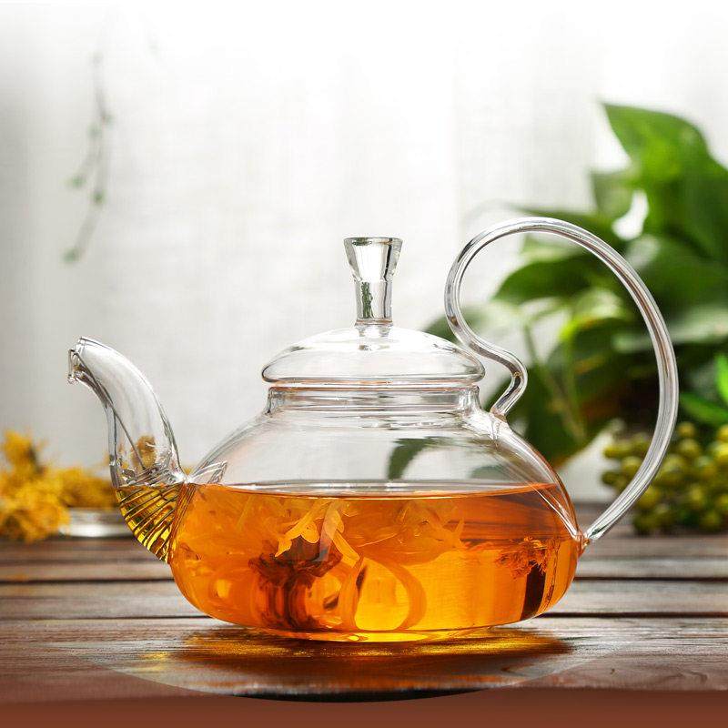 耐高温茶壶加厚玻璃花茶壶泡茶高把壶功夫茶具不锈钢弹簧滤网套装