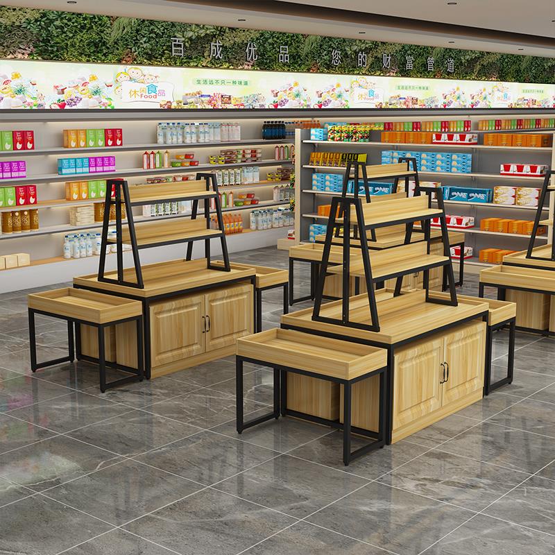 阶梯式多层中岛架化妆品文具店铺中间货架高低流水台展示桌展示柜