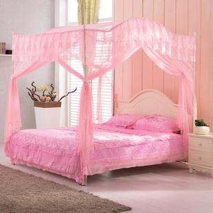 雪纺加密1.5 蚊帐不锈钢三开门方顶加粗加厚加高25MM 1.8床可订做