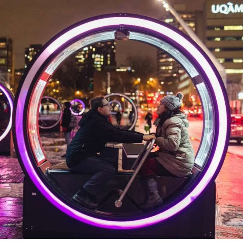 网红划船机发电骑行发电单车游乐设备无动力发光装置互动脚踏景区