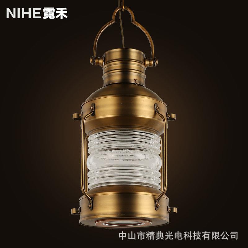 北欧餐厅吊灯火锅店餐饮灯古铜铁艺电镀玻璃马灯复古led创意吊具