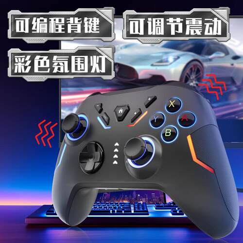 现货RGB炫光Switch手柄六轴体感宏编辑适用于PC/Switch主机
