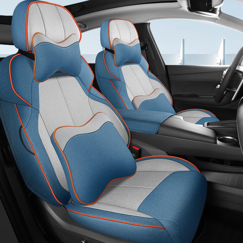 适用22款长安深蓝SL03纯电动汽车坐垫四季全包围亚麻专车专用座套