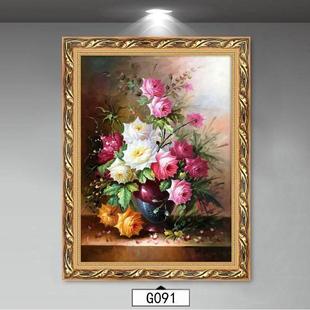 美式玄关装饰画客厅壁画欧式挂画卧室墙画过道餐厅走廊油画牡丹花