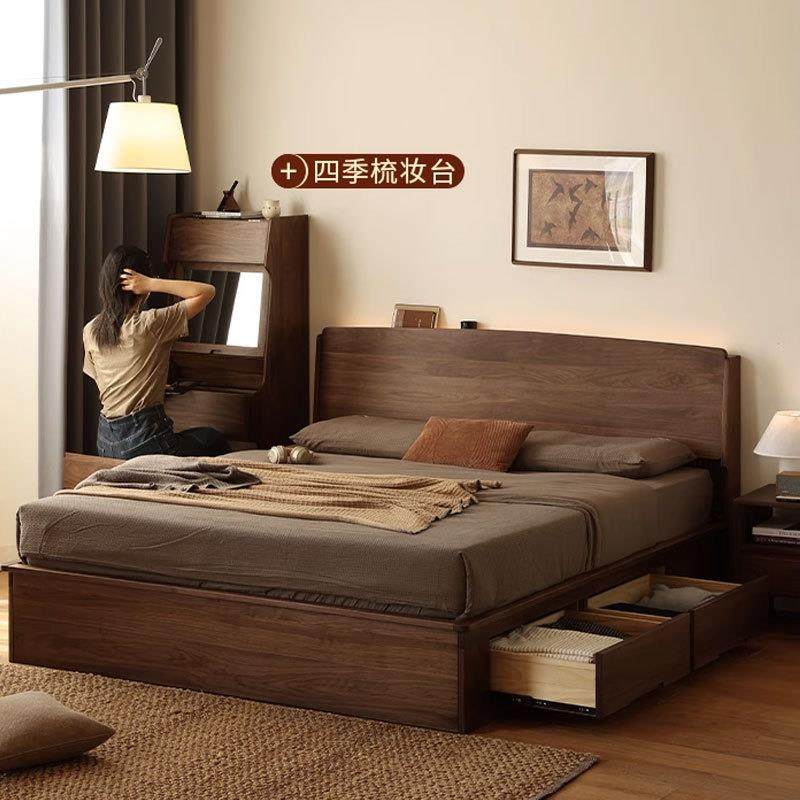 北美黑胡桃木高箱抽屉床现代简约箱体床北欧实木樱桃木储物双人床,电子/电工,接线端子,淘宝优惠券,粉丝福利购,淘宝优惠卷