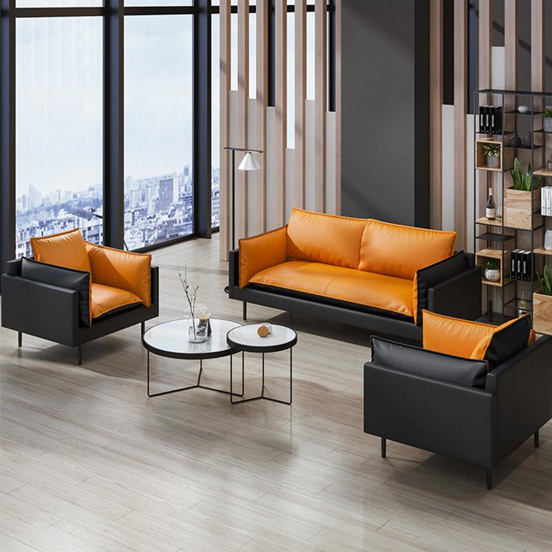 现代简约办公沙发办公室沙发茶几组合商务接待皮沙发办公家具501
