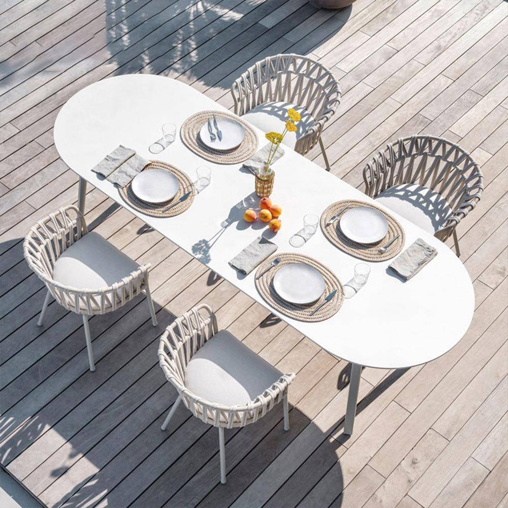 户外休闲餐桌椅组合室外露台岩板桌子庭院藤椅阳光房别墅藤编家具