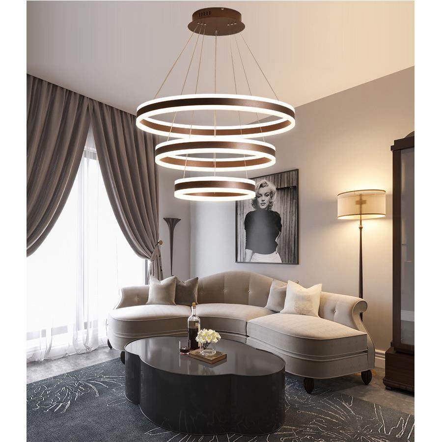 现代圆环形led客厅餐厅灯新款北欧复式楼店铺商用网红轻奢吊灯