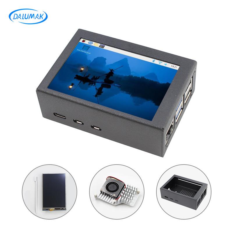 树莓派5代5B3.5寸显示屏3.5寸铝合金外壳TFTLCD电阻触摸屏幕