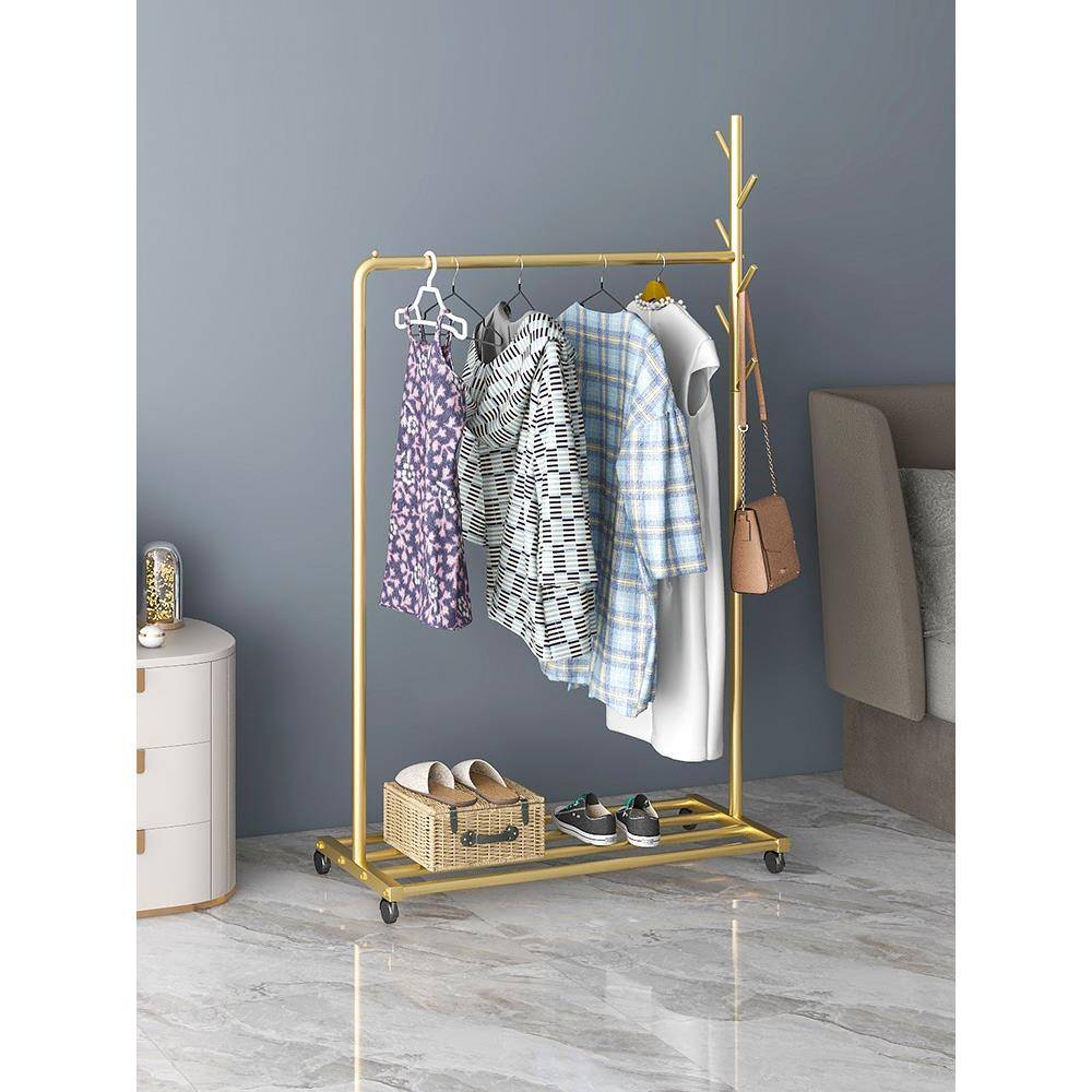 衣帽架落地卧室家用简约北欧室内挂衣服架子单杆式简易铁艺晾衣架