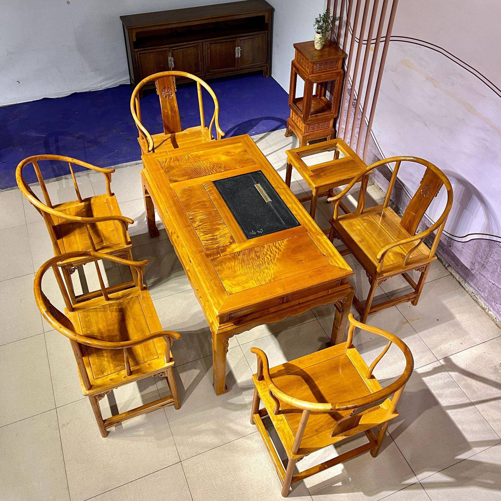 金丝楠木茶桌茶台泡茶桌小叶桢楠中式古典家具直销套装家用