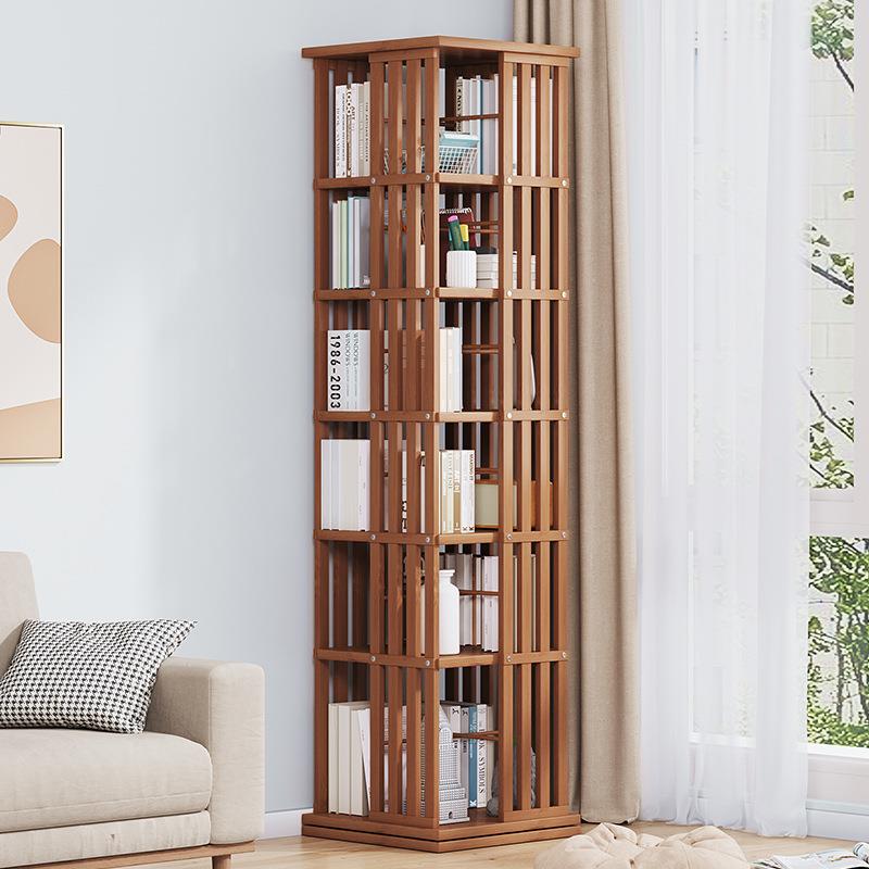 旋转书架置物架落地学生收纳架家用办公简约多层展示隐形儿童书架