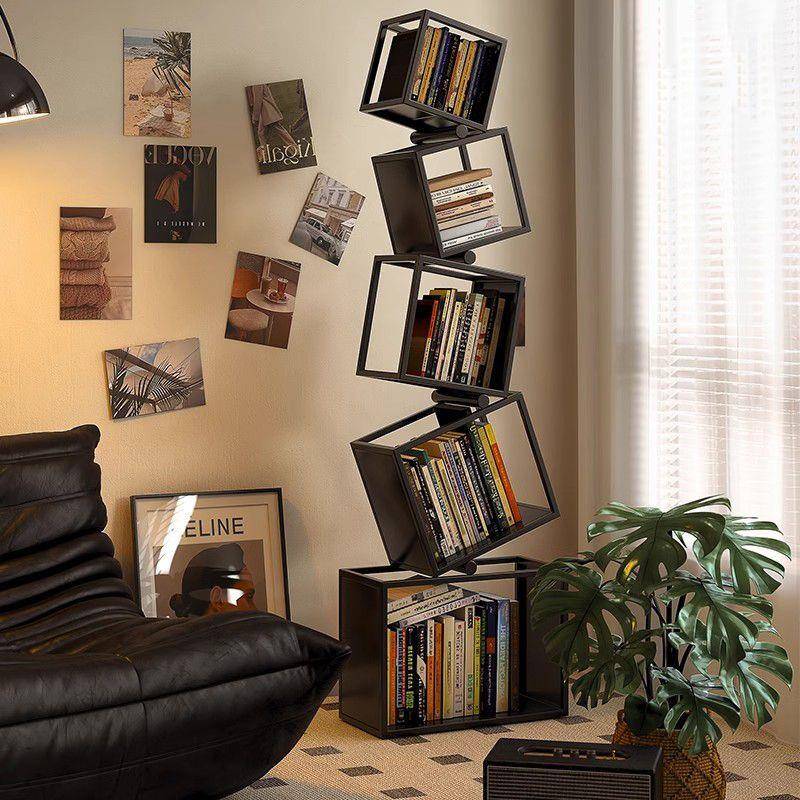 异形网红转角立式书架落地置物架简约现代客厅铁艺角落角落书架子