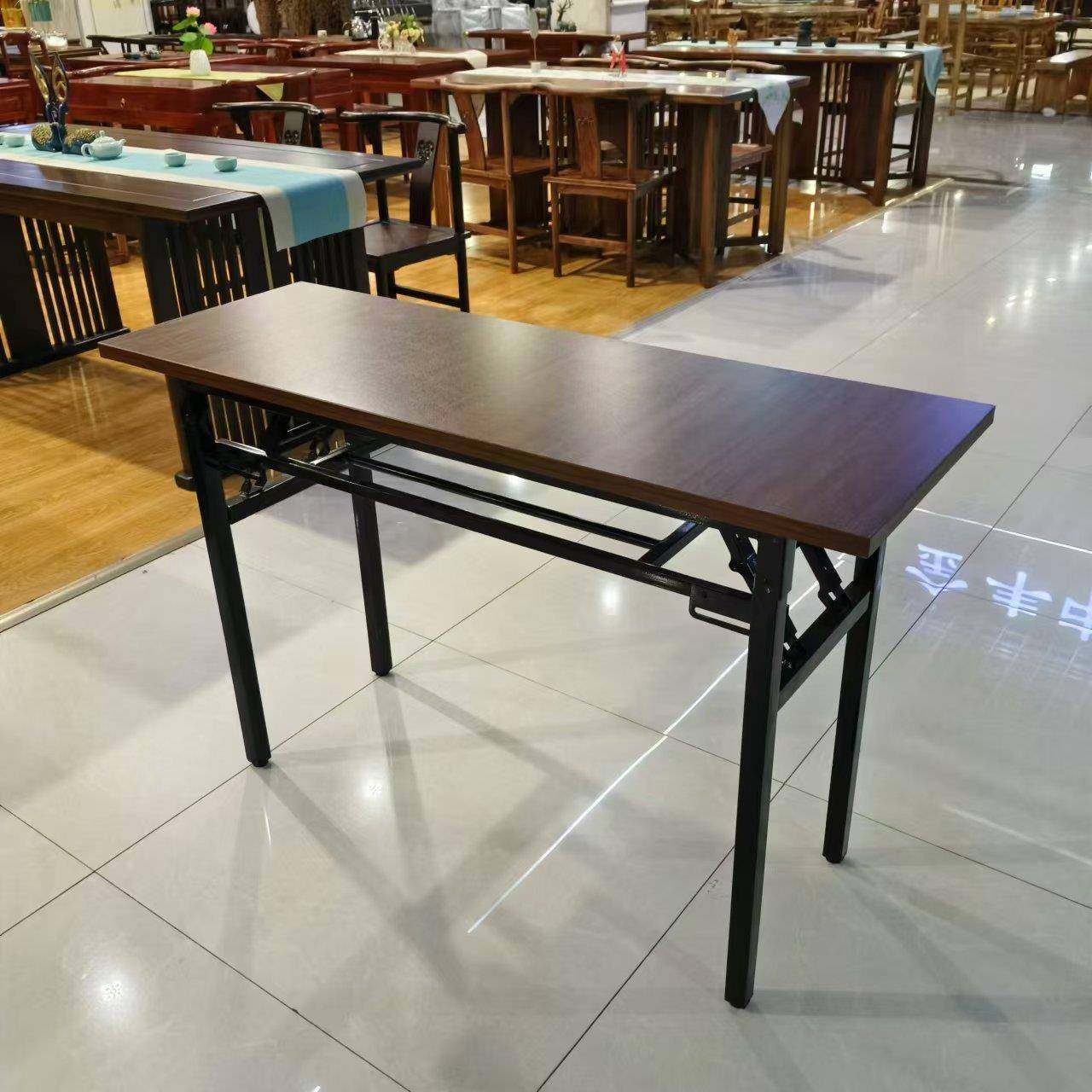 简易长条桌双人培训桌活动桌摆摊餐桌折叠桌会议写字桌子学习书桌