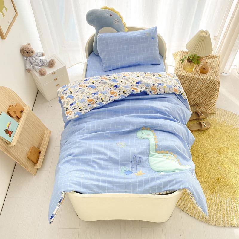 幼儿园纯棉三件套A类全棉绣花卡通被套120*150宝宝儿童入园床品