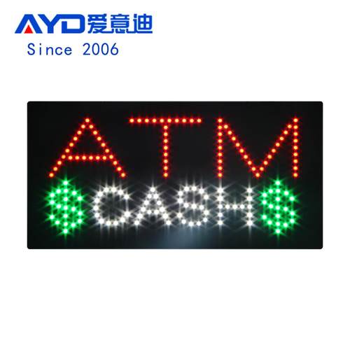LED广告牌发光字招牌ATM银行标识灯箱LEDATMCASHSIGN24x48cm