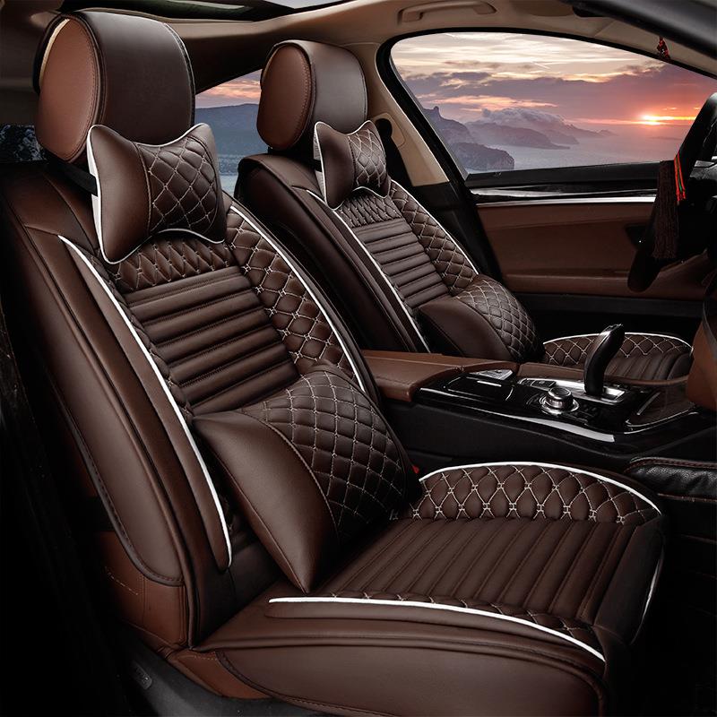 全包围新款汽车座套皮革夏季透气汽车座椅套通用多色带靠腰车坐垫