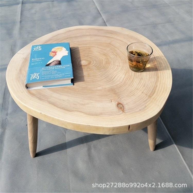 木质年轮茶几北欧小几小边几现代日式小圆几边桌木墩树脂茶几