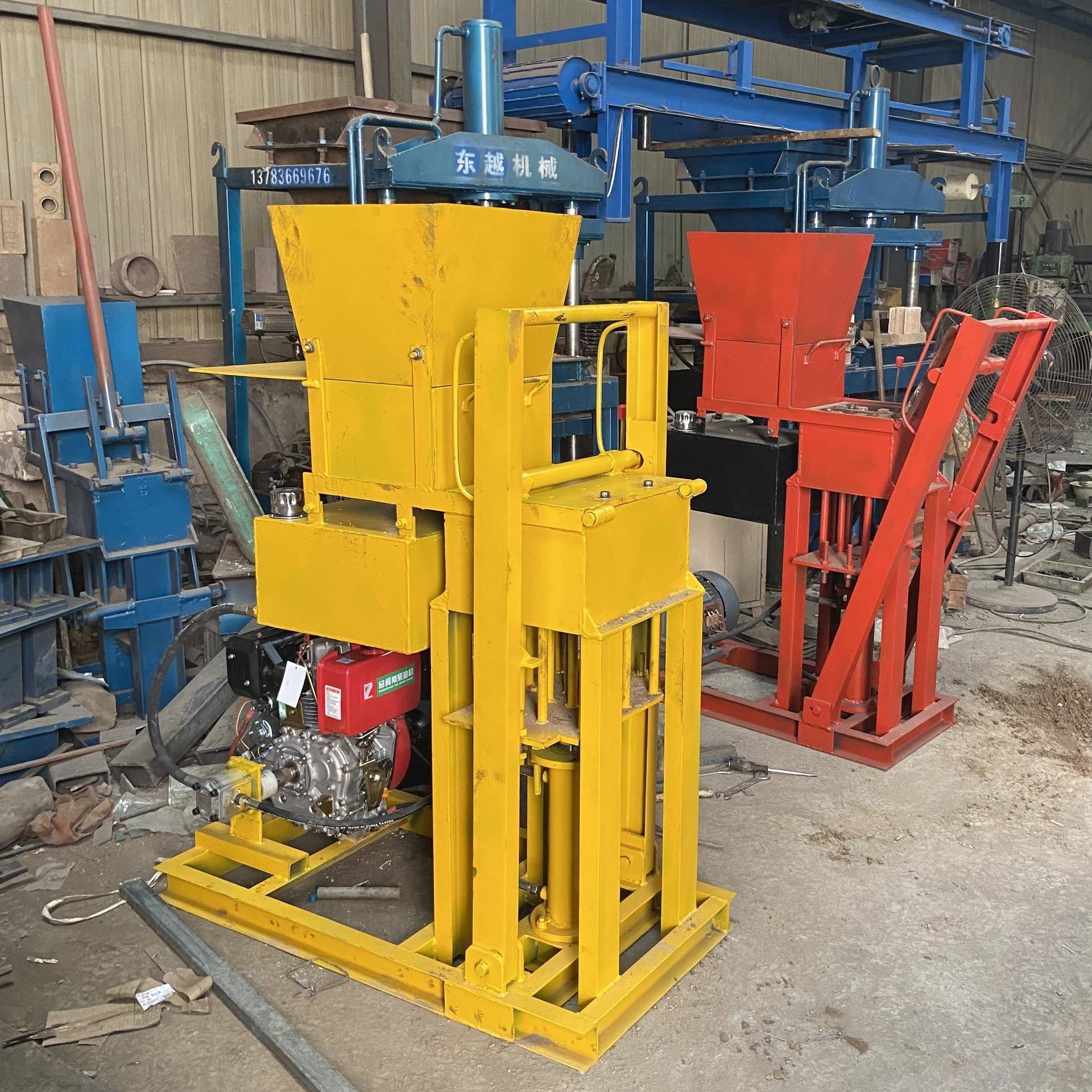 东越生产液压免烧制砖机出口柴油粘土连锁砖机免烧砖空心砖机