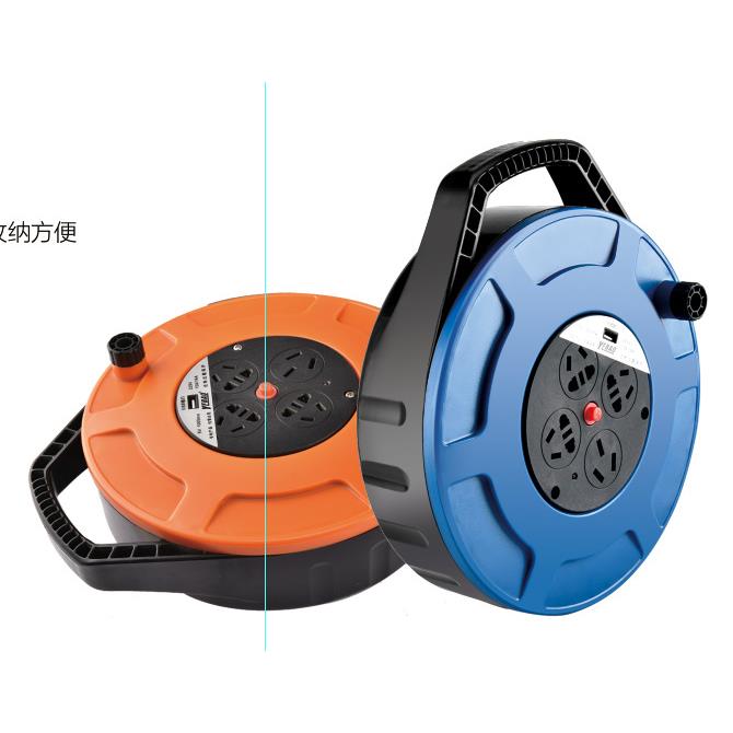 野豹加厚塑料绕线盘220V带USB插口便携式移动电缆盘