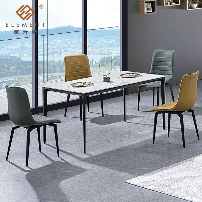 T2210意式伸缩岩板餐桌小户型多功能靠墙变形亮光岩板餐桌椅组合