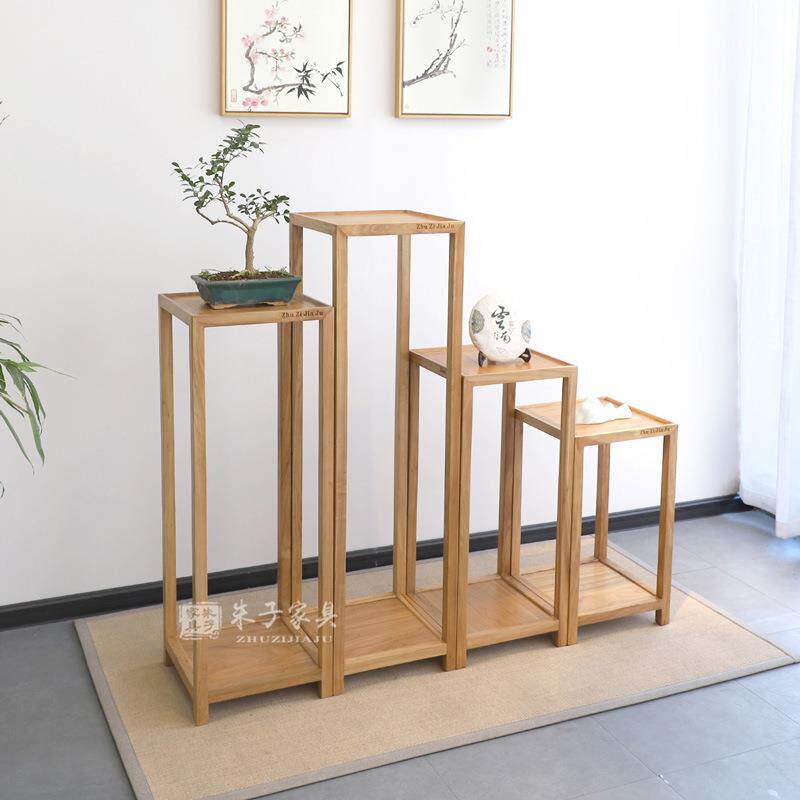 新中式步步高花架室内装饰实木花架阳台隔断绿萝花架子置物架